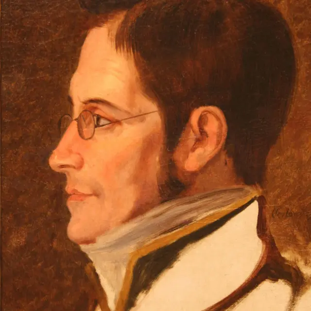 Uma pintura de Cândido José de Araújo Viana de perfil