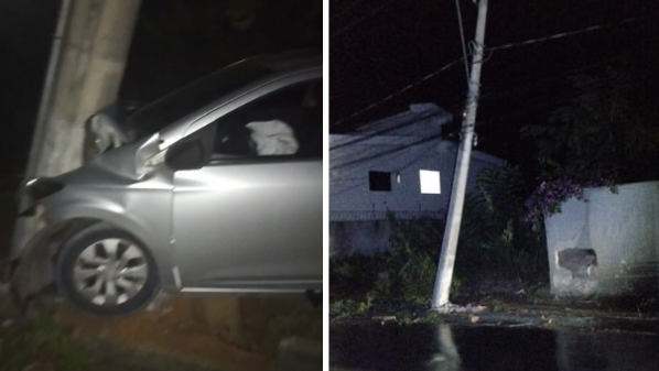 Motorista com sinais de embriaguez é levado à delegacia após bater em poste em Nova Venécia