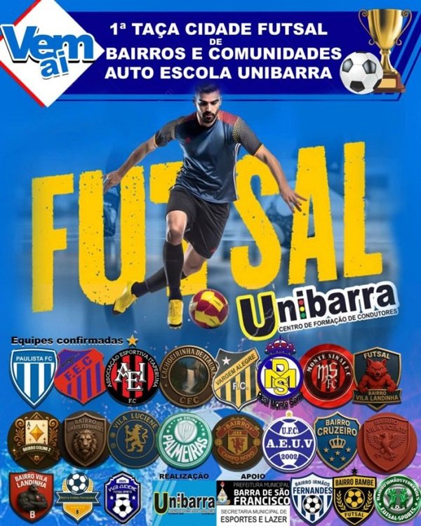 Com 22 equipes participantes, vem aí o 1º Campeonato de Futsal Taça Cidade de Bairros