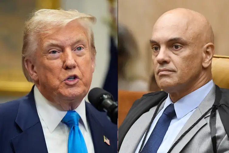 Donald Trump e Alexandre de Moraes. Reuters/Yuri Gripas e Carlos Moura/STF Alexandre de Moraes