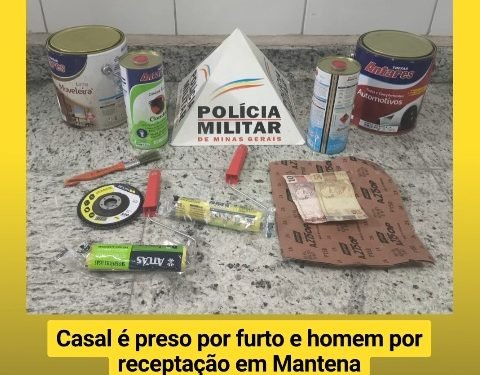 Casal é preso em Mantena após furtar materiais de construção; receptador também foi detido