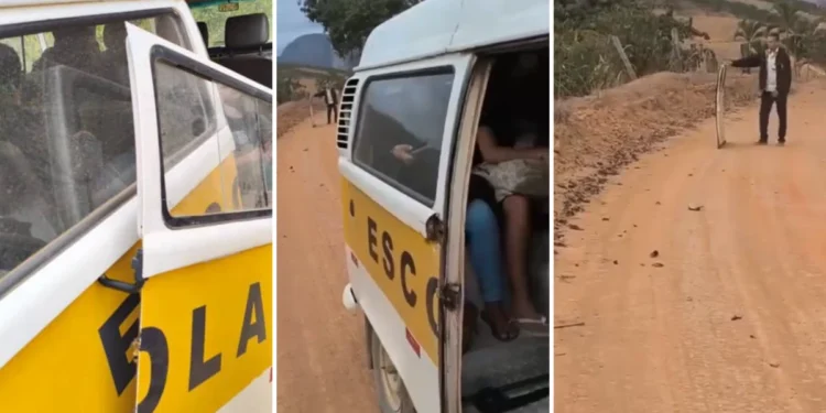 Porta de Kombi escolar se solta durante trajeto em Pancas Porta de Kombi escolar se solta durante trajeto em Pancas