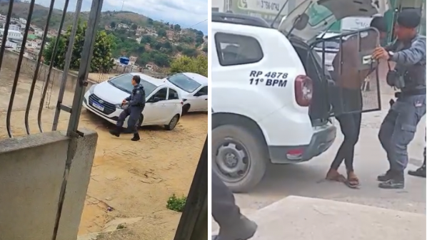 Troca de tiros termina com dois suspeitos detidos no bairro Colina, em Barra de São Francisco; vídeo