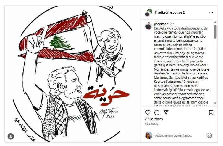 Brasília (DF), 02/10/2025 - Imagem de Jihad El Kadri, filho de um dos capturados por Israel na Flotilla, Mohamad El Kadri. Foto: Jihad El Kadri/Instagram