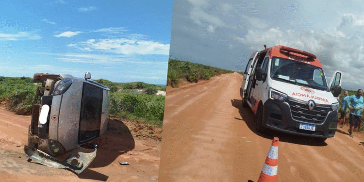 Acidente entre carro e moto deixa motociclista ferido e causa capotamento na Rodovia ES-010, em São Mateus