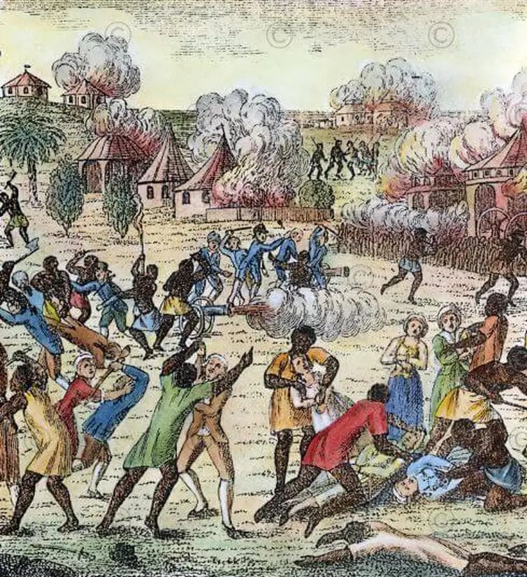 A história vetada pela Fifa em camisa da Copa - Revolução do Haiti: a história vetada pela Fifa em camisa da Copa Uniforme da seleção caribenha retratava batalha pela independência. Na foto de cerca de 1797 que representa as limitações da liberdade da democracia francesa em solo haitiano. Foto: Archives départementales de la Gironde.